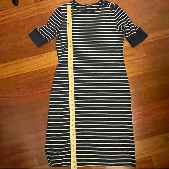 Ralph Lauren Striped Navy and White Midi Dress - Picture 7 of 8